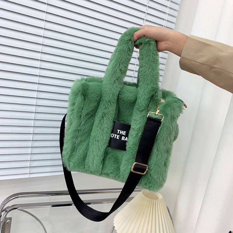 Fluffy Faux Fur Tote Shoulder Crossbody Handbag