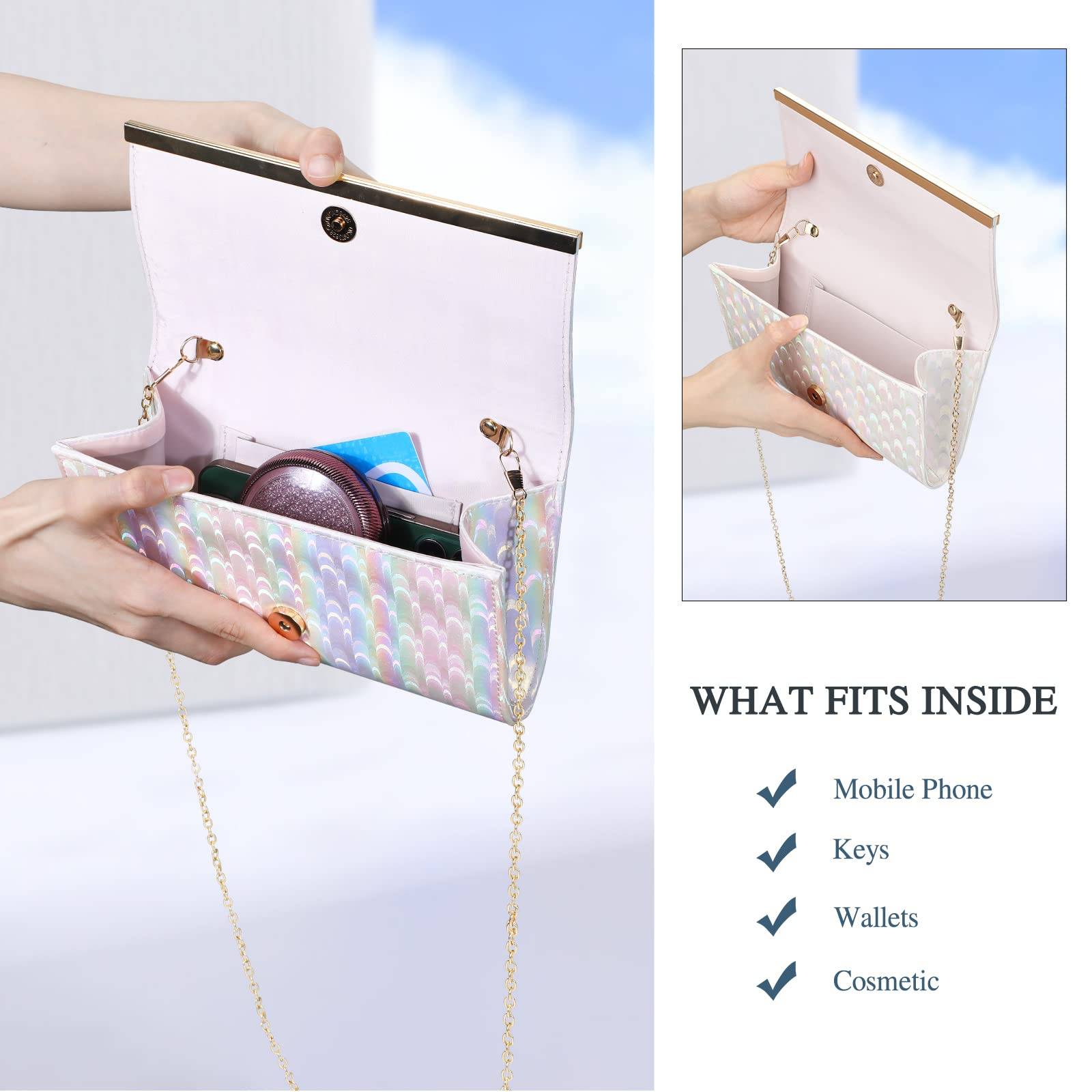 Women Clutch Bag Evening Bag Elegant Women Chain Shoulder Bag Wedding Clutch Small Bridal Purse for Wedding Cocktail